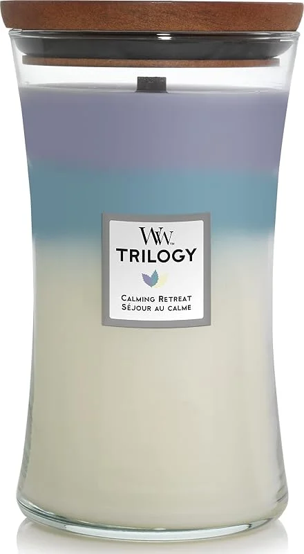 Visita la tienda de Woodwick WoodWick Trilogy vela perfumada grande en forma de reloj de arena con Pluswick Innovation, Retiro de paz — Cena a la luz de velas