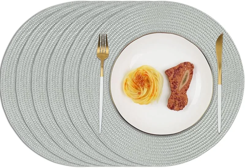 Visita la tienda de Homcomodar Homcomodar Juego de 6 Manteles Individuales Redondos de Algodón 34cm Gris Trenzado Antideslizante Salvamanteles Lavables Resistente al Calor para la Mesa de Comedor — Hogar y cocina