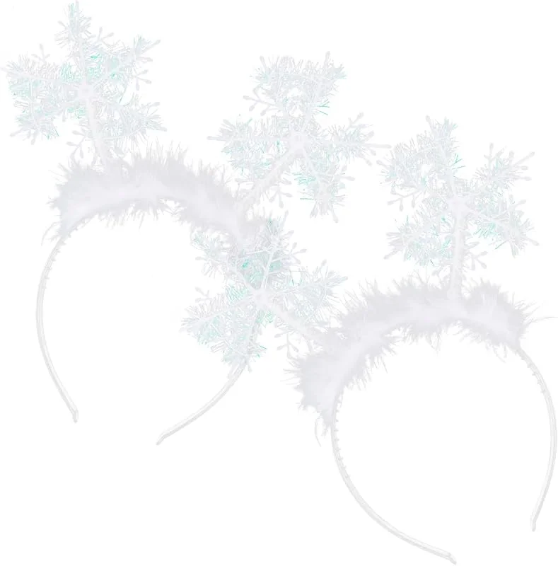 SUPRROW 2 diademas de Navidad con copo de nieve, color blanco, diademas para carnaval, diademas, copo de nieve, tocado para adultos, fiesta de Navidad — Ropa Navidad