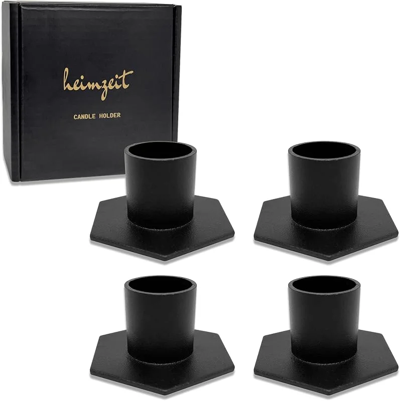 Visita la tienda de heimzeit Portavelas de Metal Ø22 mm, 4 Unidades Hexagonal, en Negro — Cena a la luz de velas