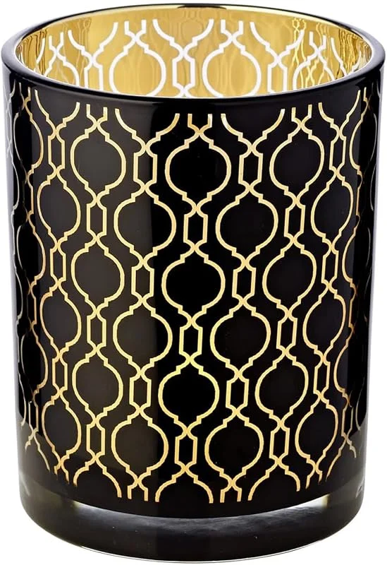 Visita la tienda de EDZARD EDZARD Vaso portavelas Raute (H 13 cm, Ø 10 cm), cristal negro — Cena a la luz de velas