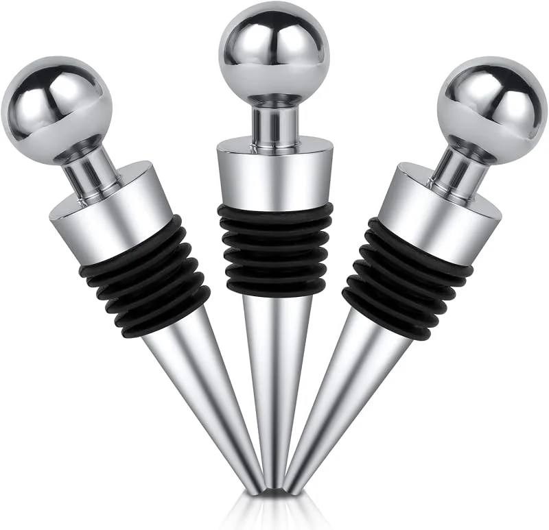 HOTUT Tapón de vino, 3pcs Tapones de Vino Plástico, Tapa de Botella de Vino Reutilizables, Tapón de Botella de Vino de Vino Sellados al Vacío, 9.1 * 2.1cm — Vino y mesa festiva