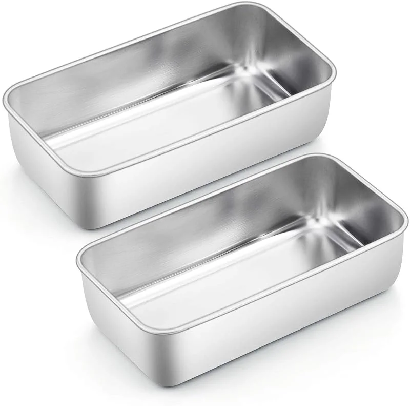Homikit Juego de 2 moldes de acero inoxidable para pan, tartas, tostadas, forma rectangular, apto para lavavajillas, 23, 5cmx12, 6cmx6cm — Hogar y cocina