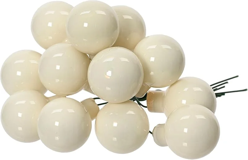 Kaemingk - Bolas de Navidad en alambre de vidrio, 2, 5 cm, 12 unidades, bayas de espejo brillantes - pequeñas bolas decorativas - adorno para árbol de Navidad y decoración navideña - blanco como la — Decoracion Navidad