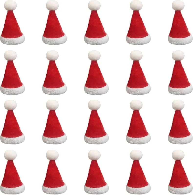 SKHAOVS 20 mini sombreros de Navidad, mini sombrero de Papá Noel, mini sombrero, sombrero de dedo, mini decoración de Navidad, bonitos accesorios de Navidad para decoración de mesa, fiesta de Navidad — Ropa Navidad