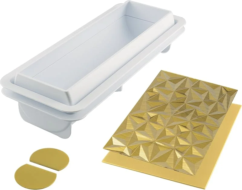 Visita la tienda de silikomart silikomart - DIAMOND BUCHE, kit de 2 soportes en plástico y 2 tapetes de silicona, uno liso y otro con tema diamantes — Hogar y cocina