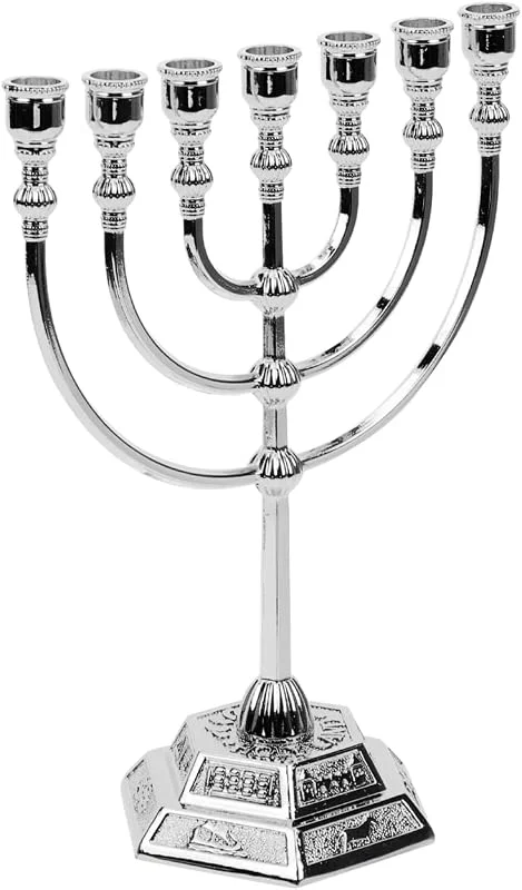 STOBAZA Menorá De 7 Brazos Candelabro De Mesa Retro para Decoración del Hogar Ornamento De Candelabros De Hoyos Ideal para Cena a La Luz De Las Velas Fiestas Bodas Y Navidad — Cena a la luz de velas
