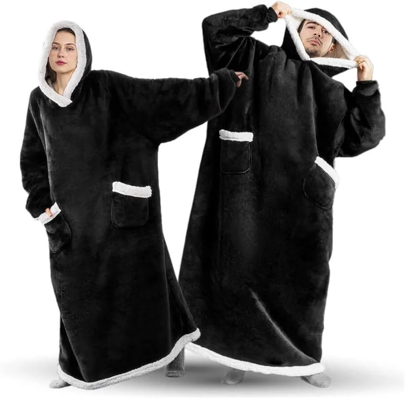 DOUUCO Batamanta Mujer Polar Invierno Sherpa Sudadera Manta Suave Acogedor Caliente Gigante Cuddle Manta con mangas Sudadera con capucha suéter de Navidad Adecuado para Adultos, Hombres, Mujeres — Ropa Navidad