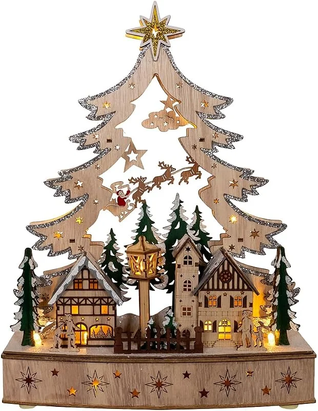 Kurt S. Adler Christmas Village, Compuesto de Madera, Blanco, 32 cm — Decoracion Navidad