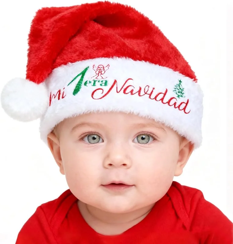 DPKOW Regalo Mi Primera Navidad Gorro Bebé, Papá Noel Gorro para Bebé Navidad Disfraz Traje Niño Niña Bebe Navideño Photocall Accesorios Recuerdo, Suave Afelpado Cómodo — Ropa Navidad