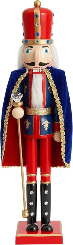 Visita la tienda de THE TWIDDLERS THE TWIDDLERS - Rey Cascanueces navideño de Madera Extra Grande, 90 cm en Rojo y Azul Festivo Madera de Pino Artesanal Adorno Tradicional clásico decoración navideña con Piezas móviles — Decoracion Navidad