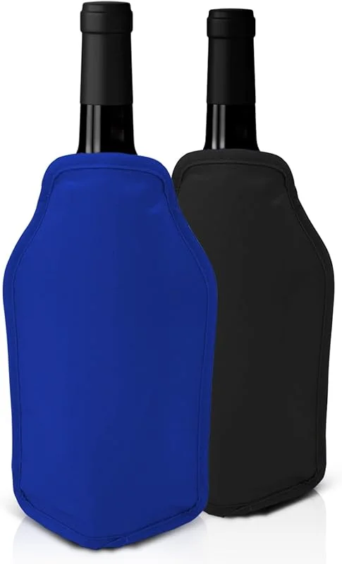 Visita la tienda de joeji's Kitchen Joeji's Kitchen Juego de 2 fundas para enfriadores de vino - Perfectas para enfriar botellas de vino y champán - Ideal para cenas y otros eventos - Negro y azul — Vino y mesa festiva