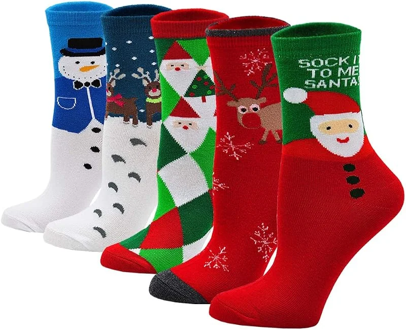 Visita la tienda de PUTUO Calcetines Divertidos de Algodón para Mujer - 5 Pares de Calcetines de Navidad con Animales Lindos — Decoracion Navidad