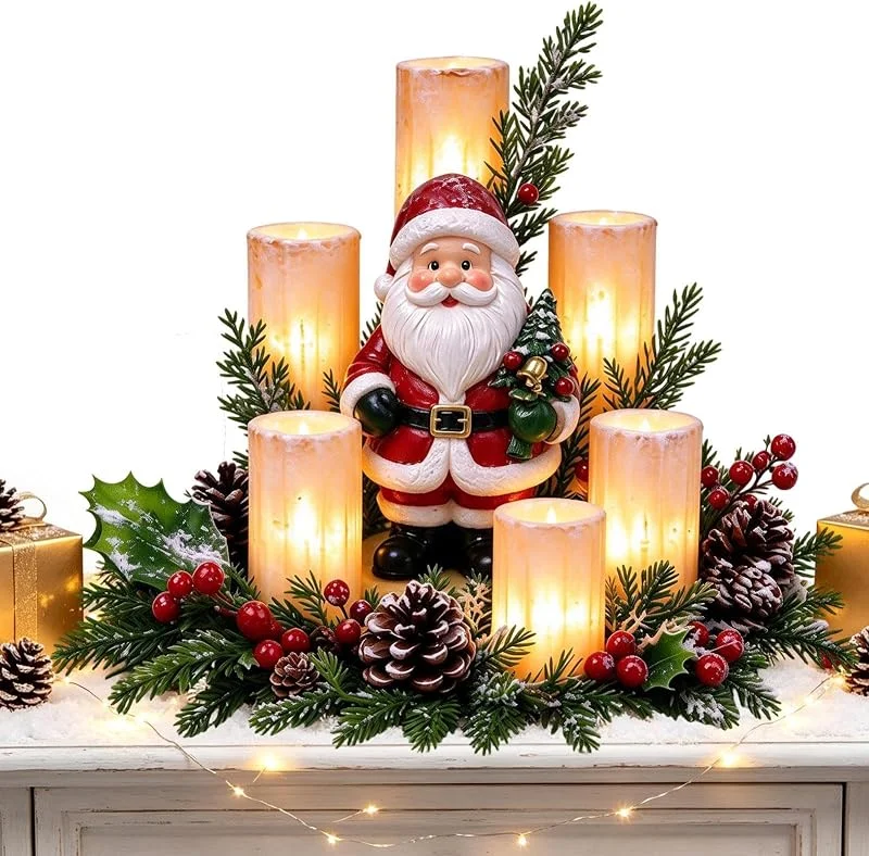Genérico Centros de mesa Navidad Decorativo Con Luz De Vela Sin Llama — Cena a la luz de velas