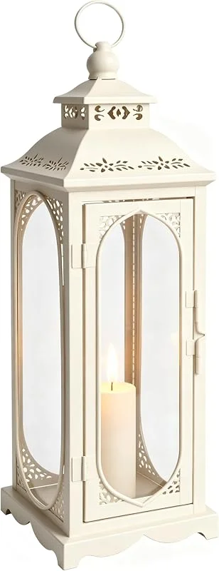 Connextion Linterna Blanca Resistente al Clima de 35 cm Linterna de Vela de Metal — Cena a la luz de velas
