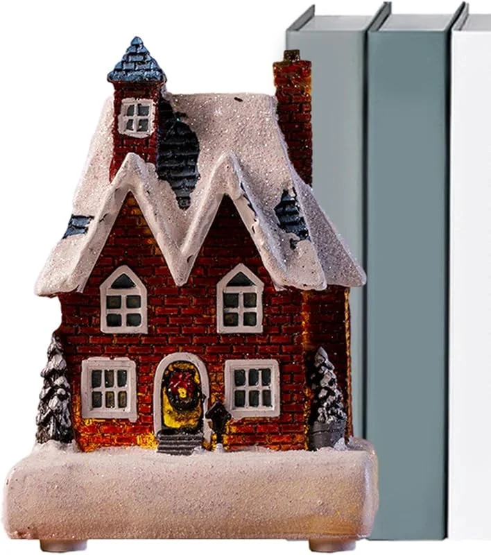 Genérico Casas Navideñas Iluminadas Figuras de Mesa Casa de Nieve con Luz — Decoracion Navidad