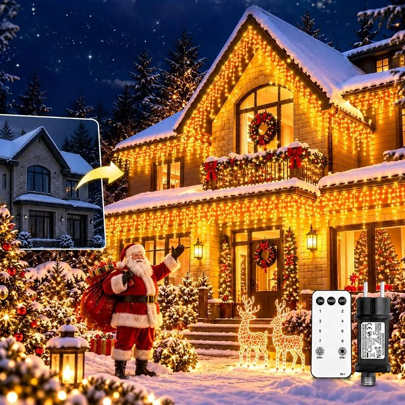 Visita la tienda de Xahpower Xahpower LED Cortina Luces Navidad Exterior: Ambiente Festivo en 5 Minutos