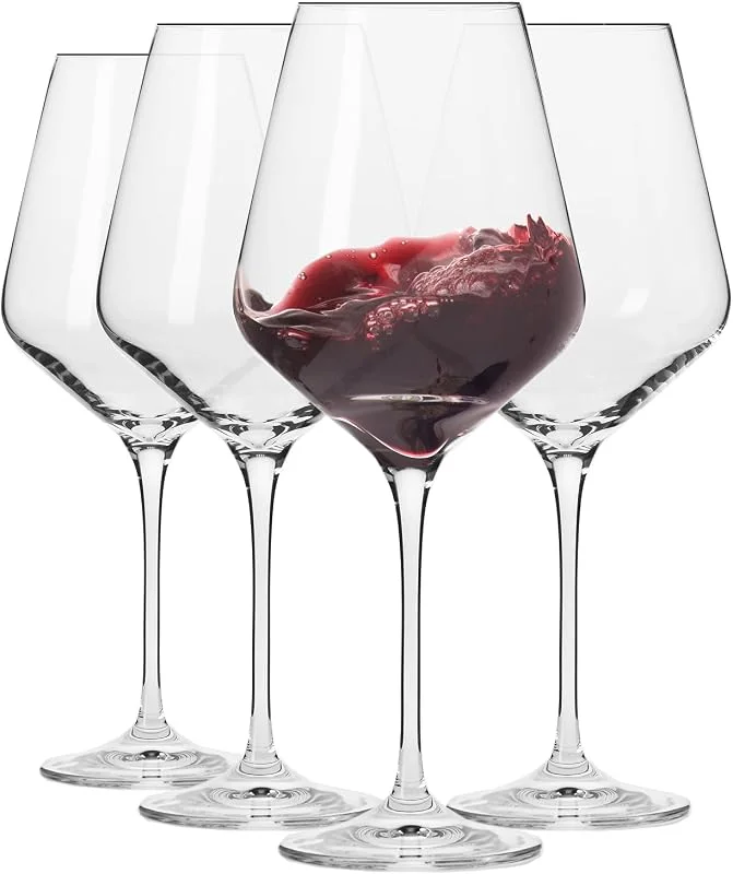 Visita la tienda de Krosno Krosno Avant-Garde Collection - Juego de 4 copas de vino tinto de 490 ml, perfectas para el hogar, restaurantes y fiestas, aptas para lavavajillas, borde fino, mango largo, elegante — Vino y mesa festiva