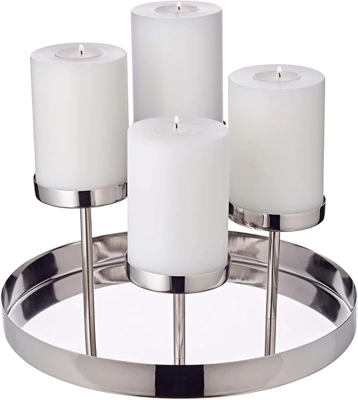 Visita la tienda de EDZARD EDZARD Corona de Adviento Marbella (Ø 31 cm, H 16 cm), acero inoxidable — Adviento y mesa