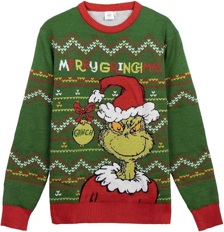 Visita la tienda de CERDÁ LIFE'S LITTLE MOMENTS CERDÁ Life'S Little Moments Jersey Punto Navideño The Grinch Suéter Unisex Adulto (Pack de 1) — Ropa Navidad