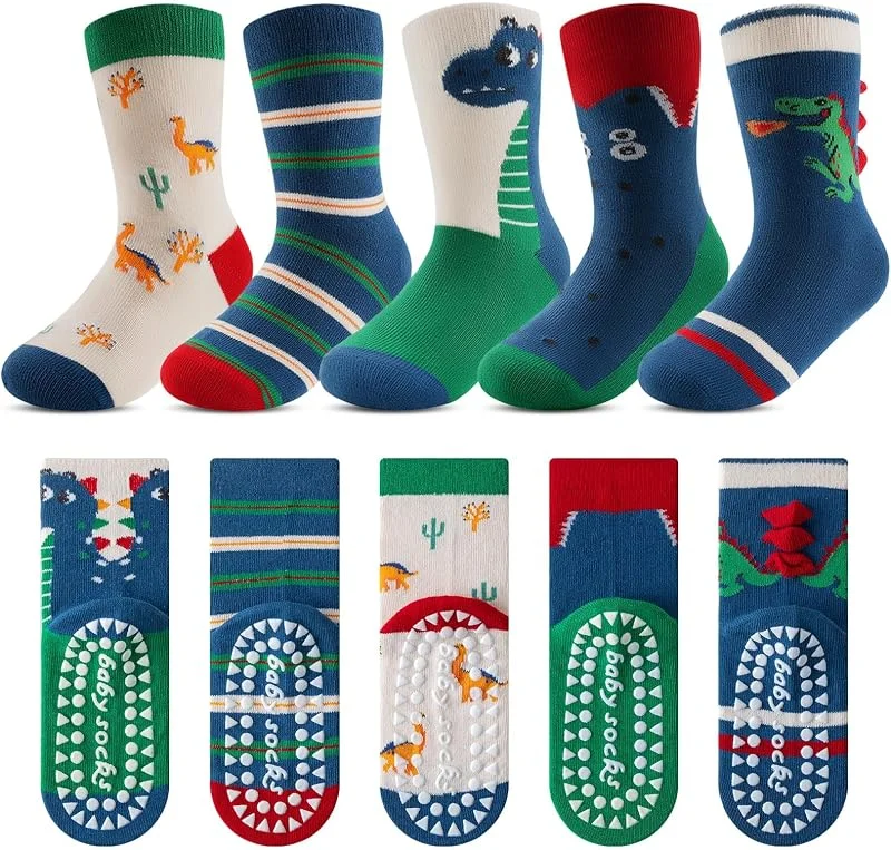 Visita la tienda de Kyopp Kyopp 5, 10 Pares Calcetines Antideslizantes Niños Bebe de Algodon, Calcetines Divertidos Lindo Transpirable para Tallas 21-37 — Decoracion Navidad