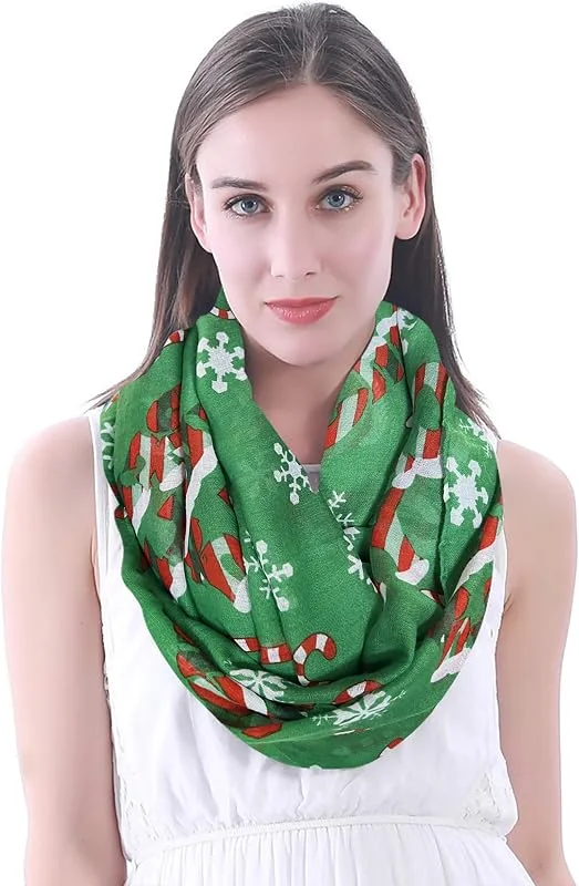 Lina & Lily Bufanda Infinita Snood de Patrones de Navidad — Ropa Navidad