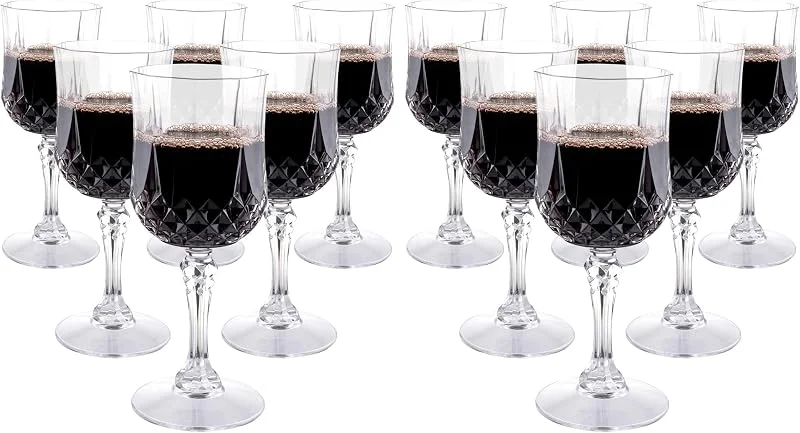 alpina Copas de Vino 6 Piezas - Vasos Plastico Duro de 200ml - Copa de Vino con Efecto Cristal - Vasos Plastico Duro Reutilizable - Lavable a Mano - Transparente (Paquete de 2) — Vino y mesa festiva