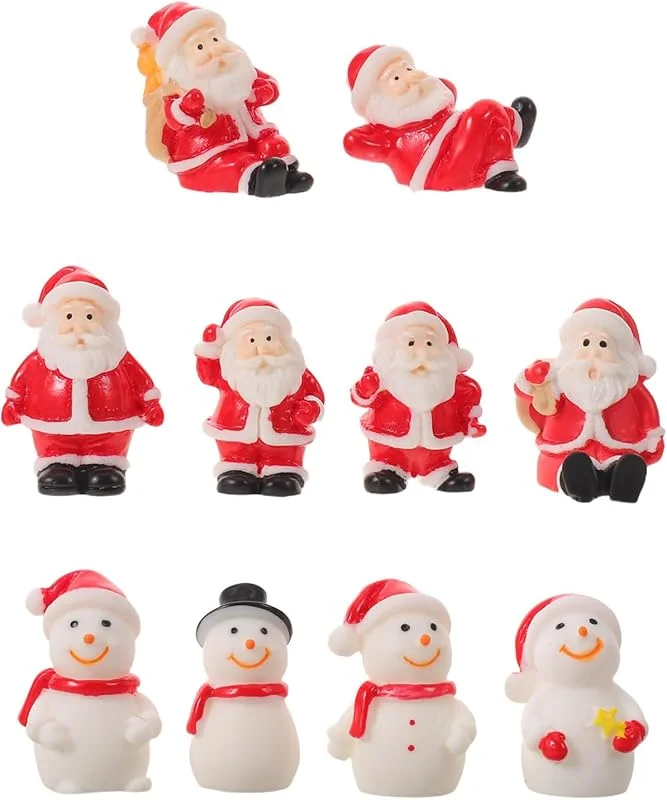 Visita la tienda de ABOOFAN ABOOFAN 10 Unidades Figuras Navideñas Miniatura de Resina Santa Claus y — Decoracion Navidad