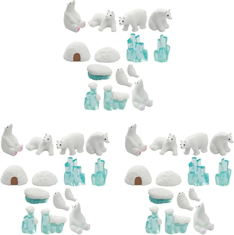 PRETYZOOM 42 Piezas Figurita de Microlandscape Navideño Oso Polar, Base — Decoracion Navidad