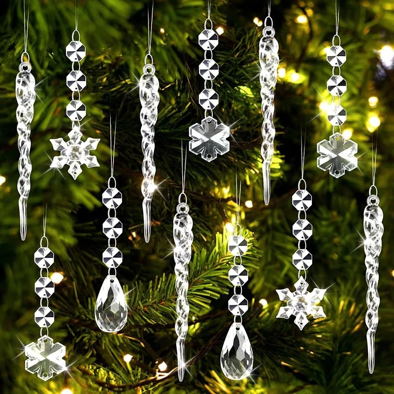 Visita la tienda de Kiiwah Kiiwah 21 Piezas Acrílico Adorno Colgante Decoración Navideña Carámbanos de Copo de Nieve, Cristal Carámbanos De Gotas Decoracion Colgantes de Navidad, Arbol Navidad Adornos para Invierno Decoracion — Decoracion Navidad
