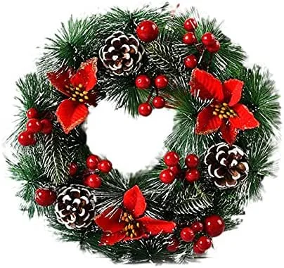Spydge 30cm Corona de Navidad Reutilizable Guirnalda Artificial Navidad para Chimenea Puerta de Entrada Escalera de la Tumba Árbol de Navidad Jardín Acción de Gracias Decoración de Navidad vidad — Decoracion Navidad