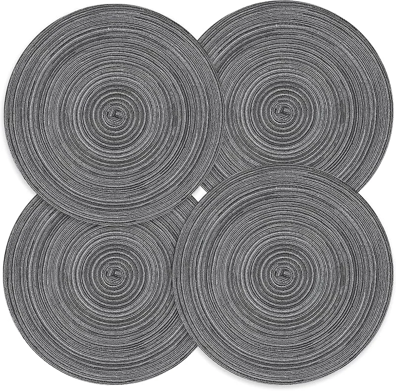 Privalace Manteles Individuales Lavables Redondos, Juego de 4 Trenzado Antideslizante Salvamanteles Individuales, Resistentes al Calor, para Comedor. — Hogar y cocina