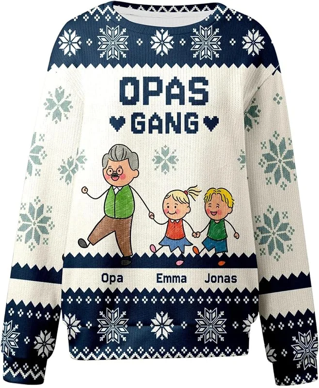 PINTUTU Jersey Feo de Navidad para Adultos, Jersey de Punto Festivo con Estampado de Calavera y muérdago, Cuello Redondo, Manga Larga, para Hombre y Mujer Cómodo — Ropa Navidad