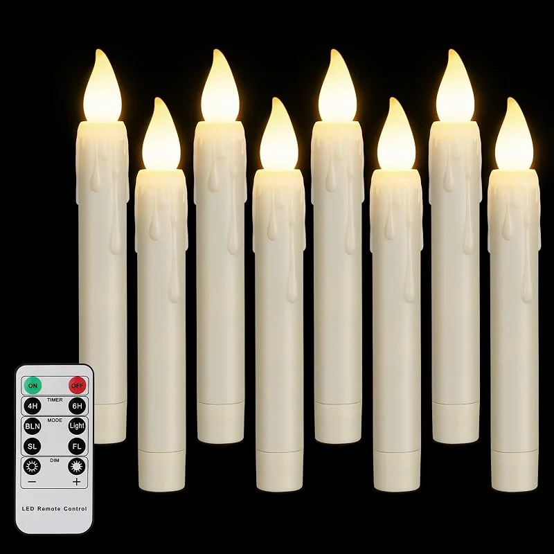 Visita la tienda de FREEPOWER FREEPOWER 8 Velas LED con Mando a Distancia Temporizador Parpadeantes, Luz Blanca Cálida, Regulable, Funciona con Pilas, Decoración Halloween Navidad, 2x17cm — Luces Navidad