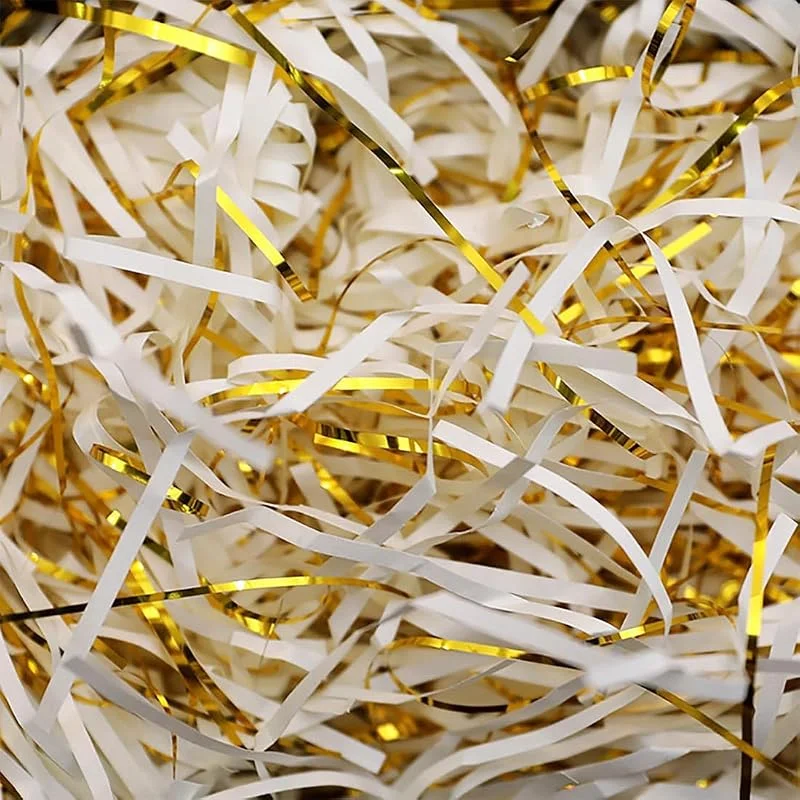 KOLZEMV 100g Papel Relleno Para Cajas Regalos, Relleno Cajas Regalo, Papel Triturado Para Relleno Cesta De Regalo, DIY Rafia Papel Empaquetado Relleno Material Para Decoración Fiestas, Blanco — Envoltorio regalo