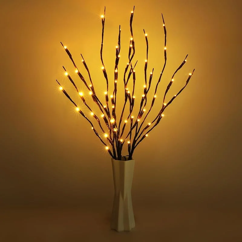 URAQT LED Ramas Luces, Ramas iluminación de 73 cm para Jarrones, 3pcs Luces Decorativas de Bricolaje de árboles Artificiales, Decoración de Fiestas, para Mesa Florero Ventana Tienda Casa (Cálida) — Luces Navidad