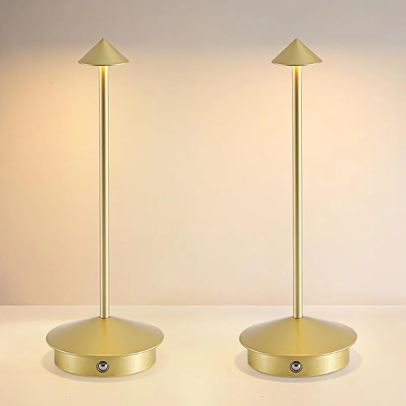 EJQ Paquete de 2 lámparas de mesa LED inalámbricas, portátiles de 5000 mAh, recargables, control táctil de batería, lámpara de mesa para exteriores, 3 colores regulables, lámparas de mesa inalámbricas — Cena a la luz de velas