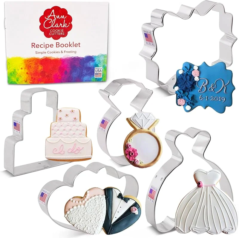 Visita la tienda de Ann Clark Cookie Cutters Ann Clark - Juego de 5 cortadores de galletas de boda, fabricados en — Hogar y cocina