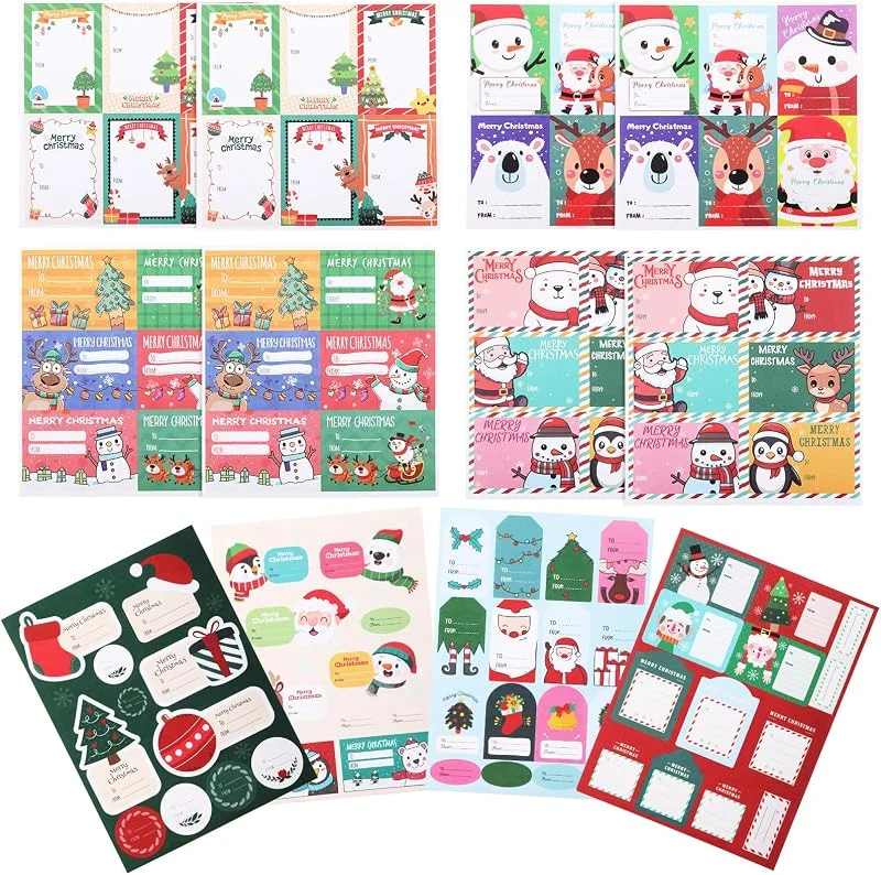 WD&CD 98 Piezas Etiquetas de Pegatinas Navideñas, Adhesivas Pegatinas de Colores de Pegatinas para Regalos, Papel, Etiquetas, Decorativas, de Sobre y Christmas — Envoltorio regalo