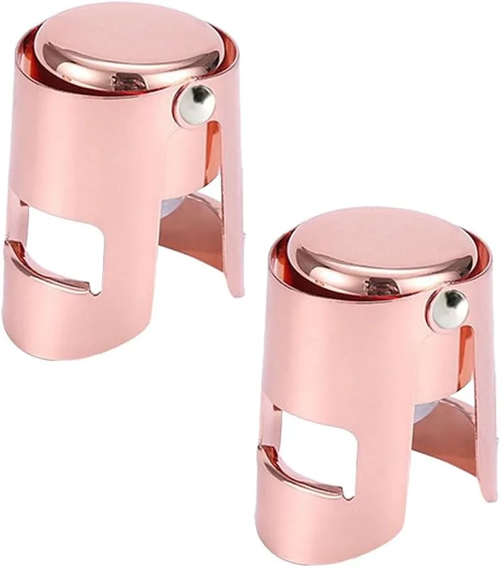 tooloflife 2 tapones de botella espumosos, sellador de tapón de botella de champán al vacío, a prueba de fugas, protector de retención de burbujas para cerveza, vino, prosecco, oro rosa — Vino y mesa festiva