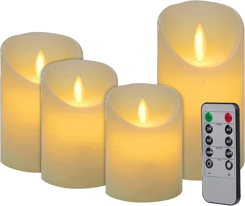 CPROSP 4pcs Velas LED con Mando a Distancia 7, 5 x 9, 10, 5, 12, 5, 15, 5 cm — Luces Navidad