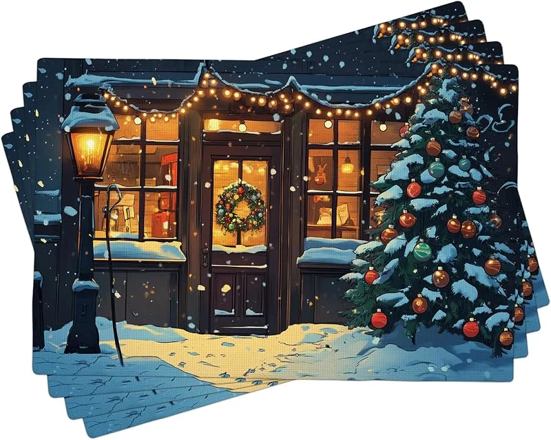 Generic Winter Wonderland - Juego de 4 manteles individuales para cenas de Navidad, lavables para interiores y exteriores, 45, 7 x 30, 5 cm — Hogar y cocina