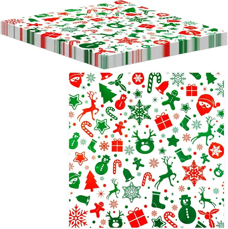 MORAINJAY 100 Piezas de Papel Engrasado para Alimentos, Papel Impermeable para Hamburguesas, Sándwiches, Cestas, Pasteles y Horneado, Papel para Envolver Comida de Navidad (30x30 cm) — Hogar y cocina