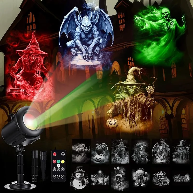 Weewooday Proyector de Navidad y Halloween con Mando a Distancia, Efecto 3D — Luces Navidad