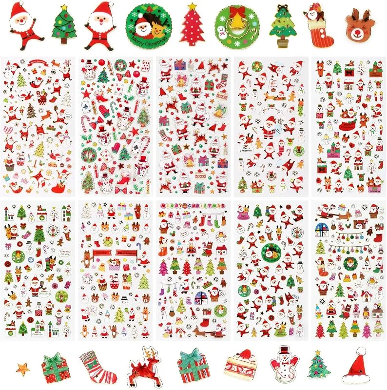Naler 520 Pzs Pegatinas Navidad (10 Hojas), Stickers Adhesivos — Envoltorio regalo