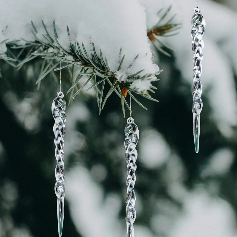 Naler 24 Carámbanos Transparentes de Acrílico Adornos Navidad para Árbol — Decoracion Navidad