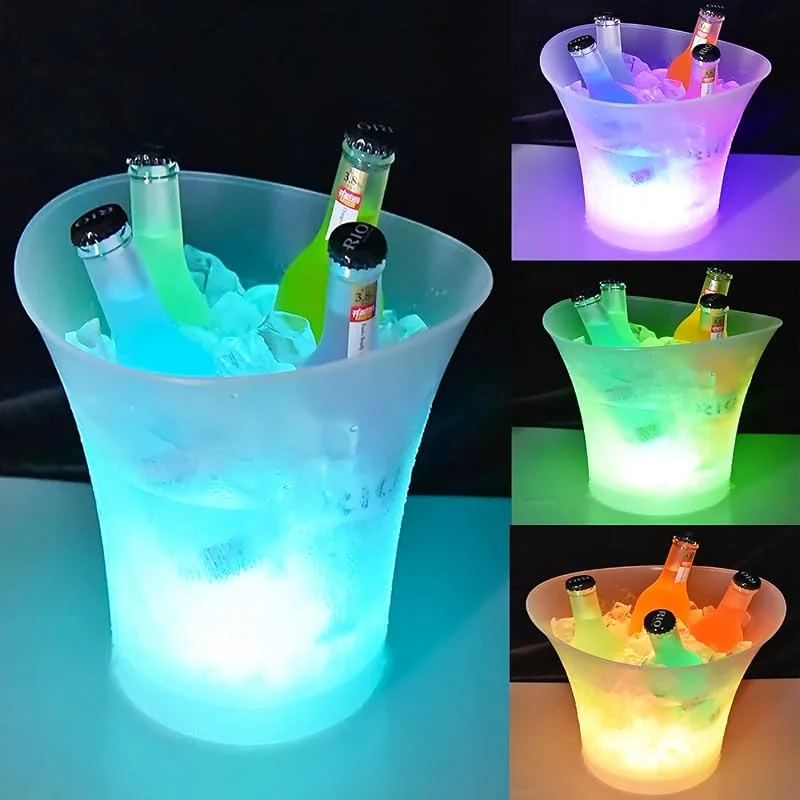 Airmpa Cubitera LED de 5 L, multicolor, cubo de champán, botella de vino y bebidas con gran capacidad, cubo de hielo, adecuado para festivales, hogar, bares y restaurantes temáticos — Vino y mesa festiva