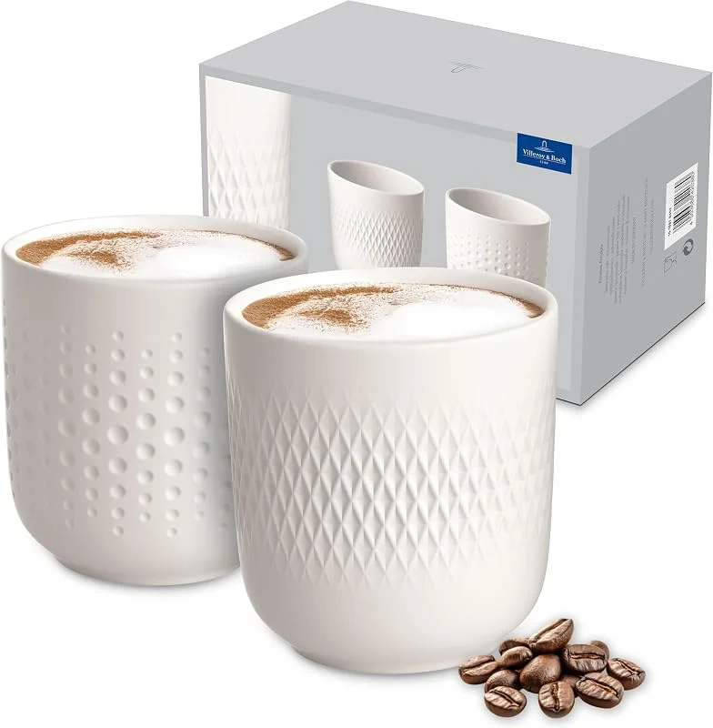 Villeroy & Boch Manufacture Collier Blanc Taza Grande, Set De 2, Porcelana Premium — Adviento y mesa