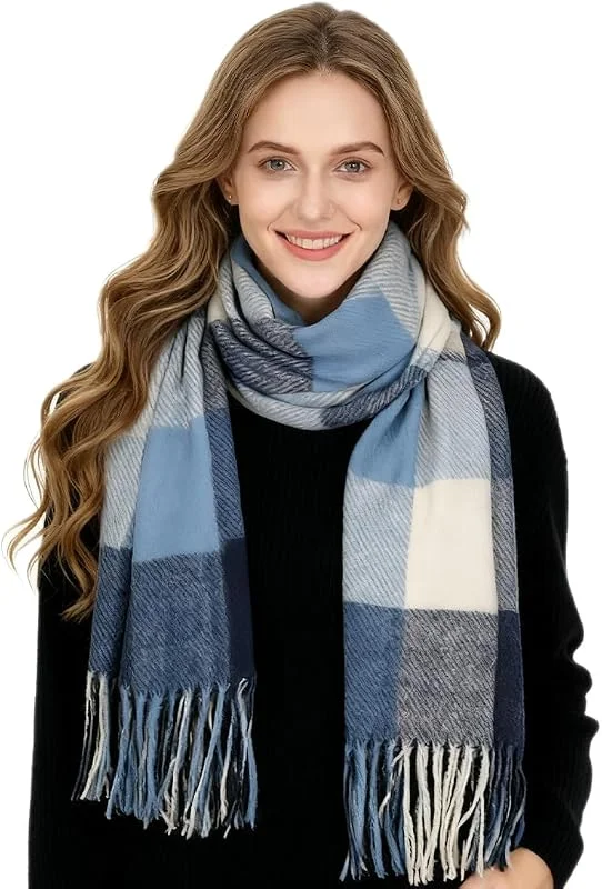 Augesak Bufanda Mujer Invierno, Cuadros Bufanda de Cachemira para Mujer, Estola Chal Invierno, Pañuelo Cuello, Regalos Navidad para Mujeres, Madres, Abuela — Ropa Navidad