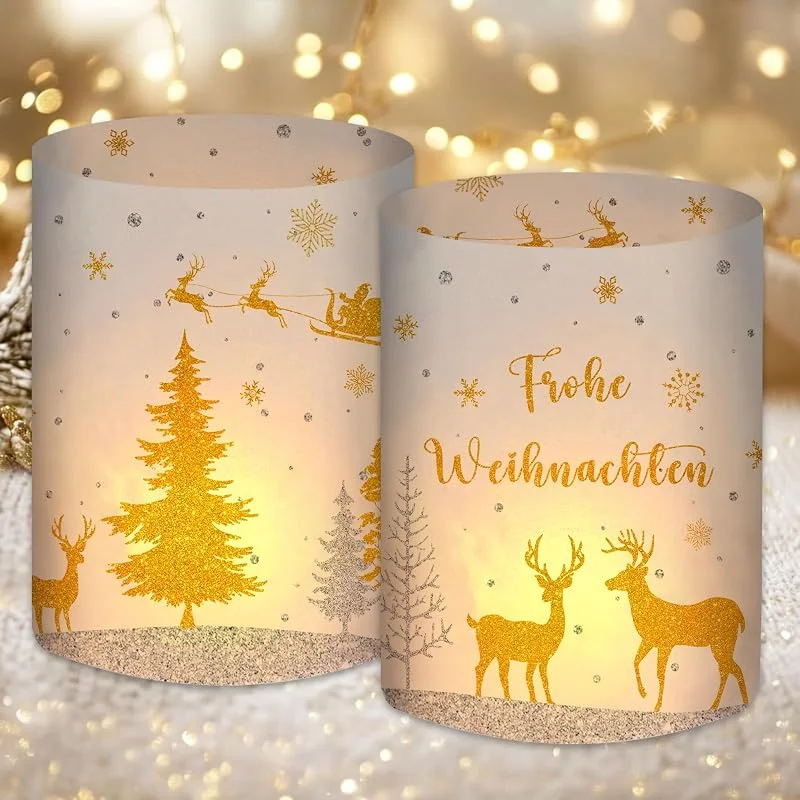 Luckeey 12 Portavelas Decoración de Mesa Decoración Navideña Interior, Decoración de Navidad en la Mesa, Decoraciones Navideñas en Interior, Adornos Navideños, Feliz Navidad Decoración, Decoración Navideña — Cena a la luz de velas